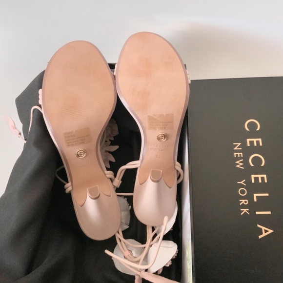CECELIA SONAH NUDE PINK FLORAL HEELS SANDALS PUMPS - Picture 10 of 15